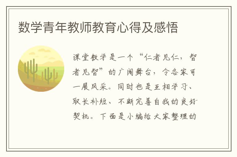 數(shù)學(xué)青年教師教育心得及感悟