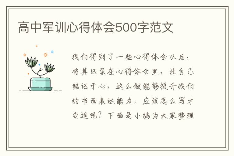 高中軍訓心得體會500字范文