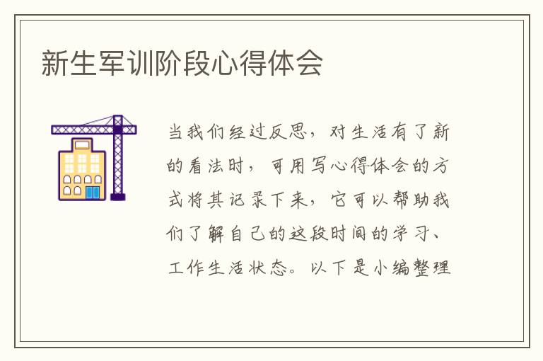 新生軍訓(xùn)階段心得體會(huì)