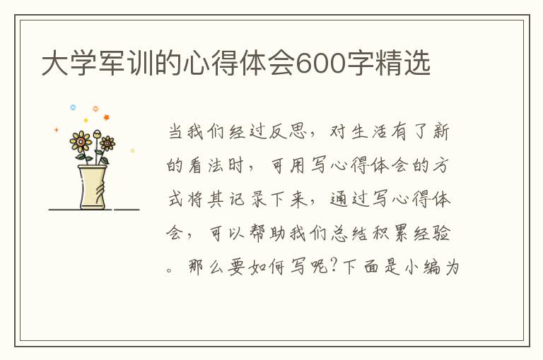 大學(xué)軍訓(xùn)的心得體會600字精選