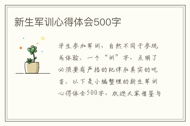 新生軍訓(xùn)心得體會500字