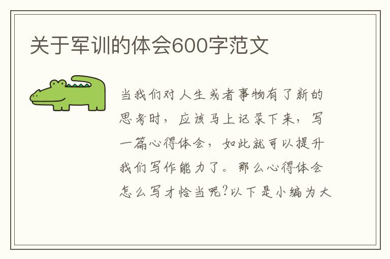 關(guān)于軍訓(xùn)的體會600字范文