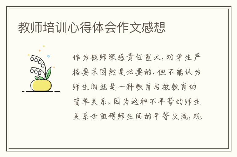 教師培訓心得體會作文感想