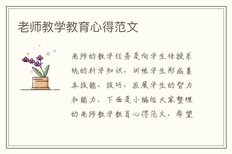 老師教學(xué)教育心得范文