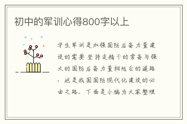 初中的軍訓(xùn)心得800字以上