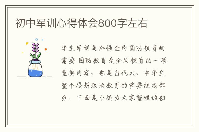 初中軍訓(xùn)心得體會(huì)800字左右