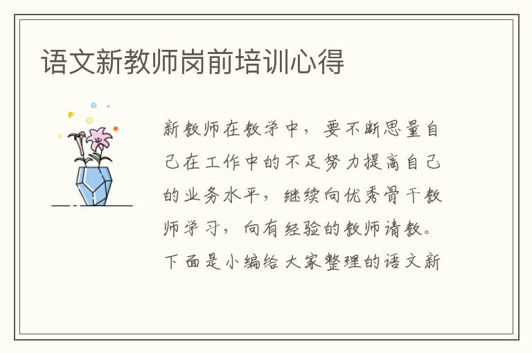 語(yǔ)文新教師崗前培訓(xùn)心得