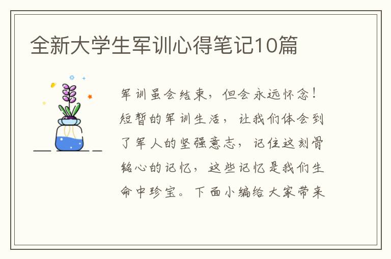 全新大學(xué)生軍訓(xùn)心得筆記10篇