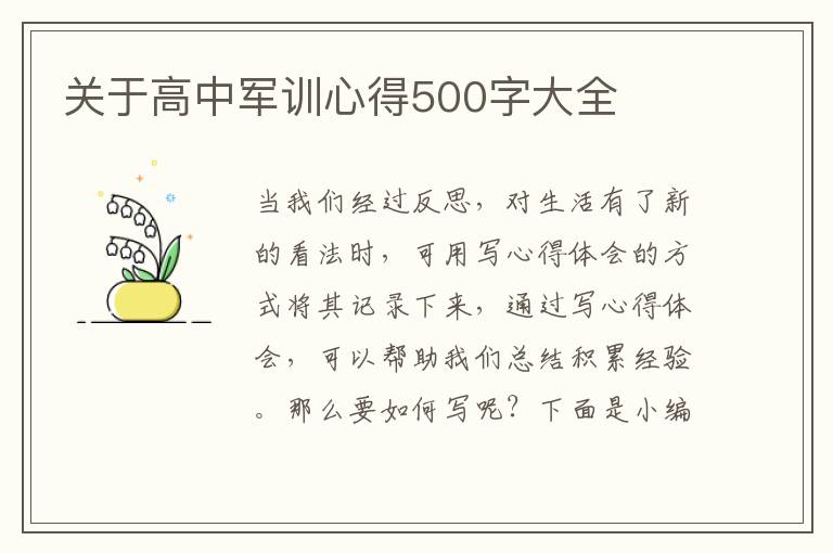 關(guān)于高中軍訓(xùn)心得500字大全