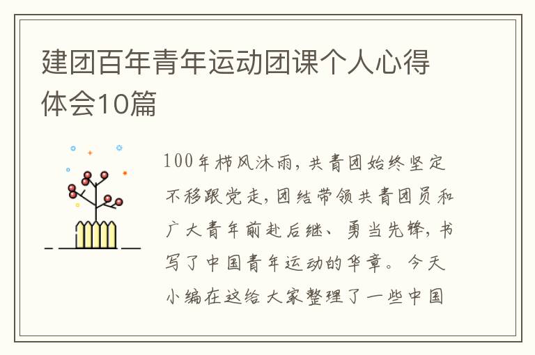 建團(tuán)百年青年運(yùn)動(dòng)團(tuán)課個(gè)人心得體會(huì)10篇