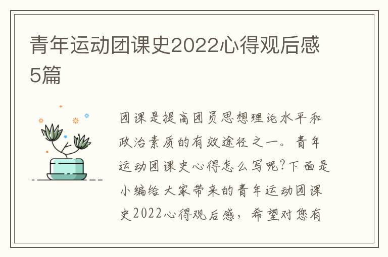 青年運(yùn)動(dòng)團(tuán)課史2022心得觀后感5篇