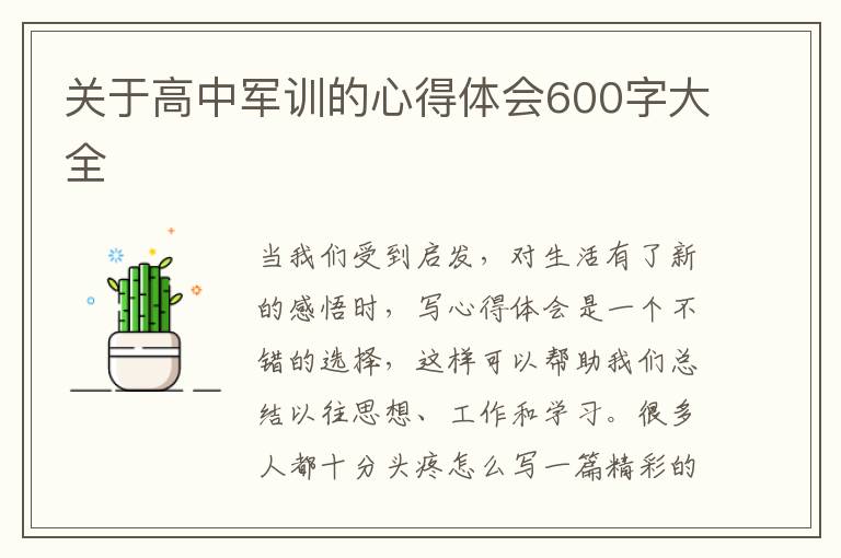 關(guān)于高中軍訓(xùn)的心得體會(huì)600字大全