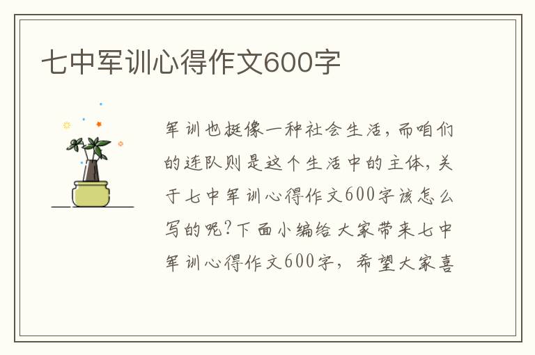 七中軍訓(xùn)心得作文600字