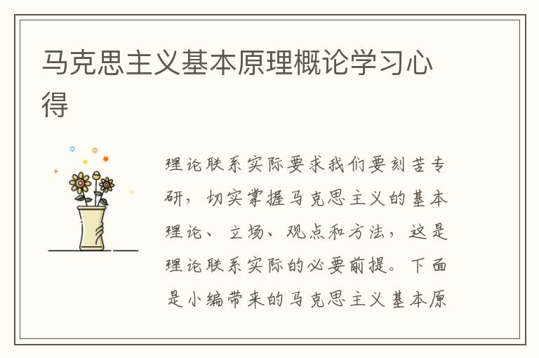 馬克思主義基本原理概論學(xué)習(xí)心得