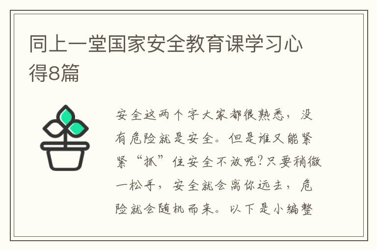 同上一堂國(guó)家安全教育課學(xué)習(xí)心得8篇