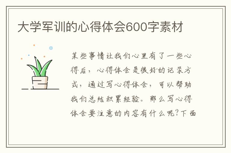 大學(xué)軍訓(xùn)的心得體會(huì)600字素材