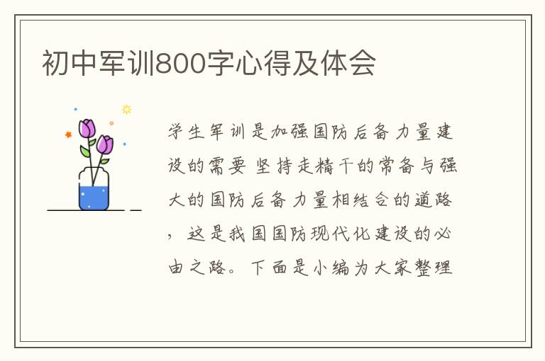 初中軍訓800字心得及體會