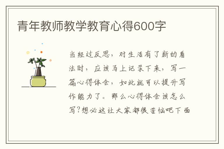 青年教師教學教育心得600字