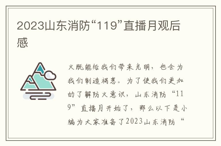 2023山東消防“119”直播月觀后感