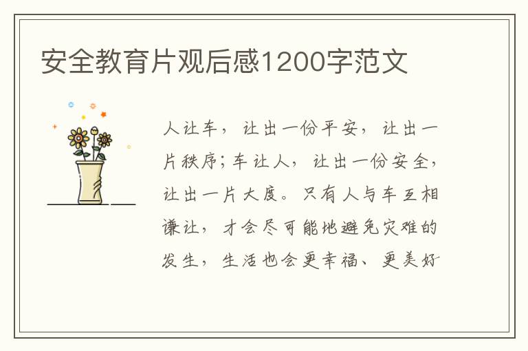 安全教育片觀后感1200字范文