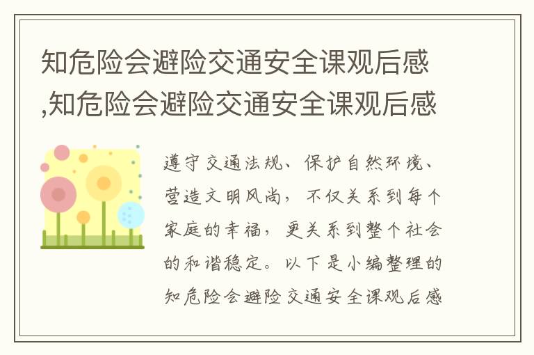 知危險會避險交通安全課觀后感,知危險會避險交通安全課觀后感十篇