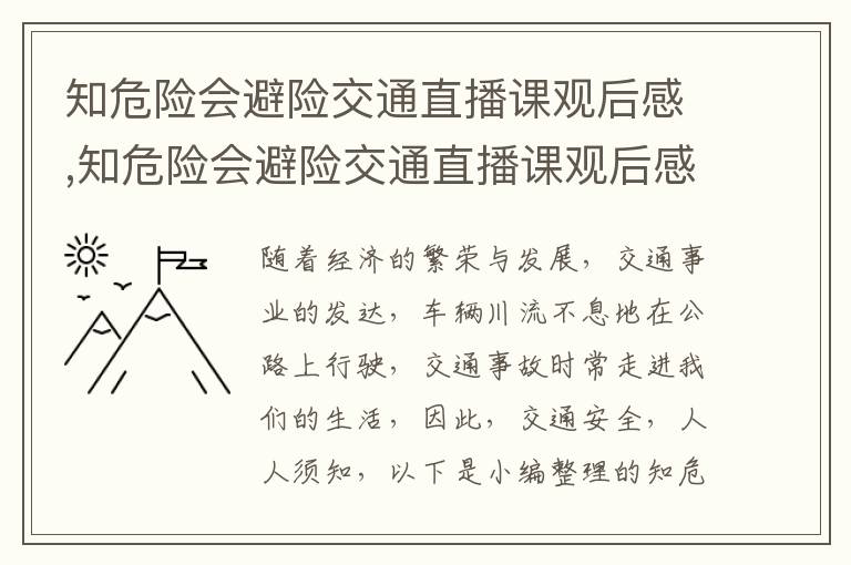 知危險會避險交通直播課觀后感,知危險會避險交通直播課觀后感作文