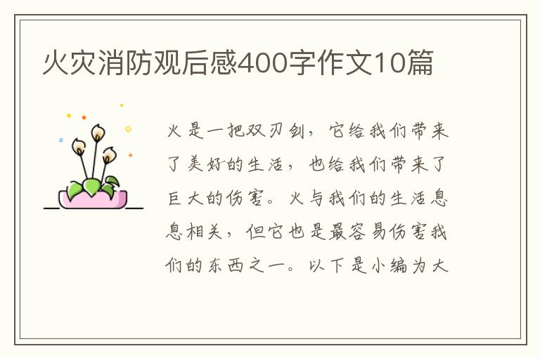 火災(zāi)消防觀后感400字作文10篇