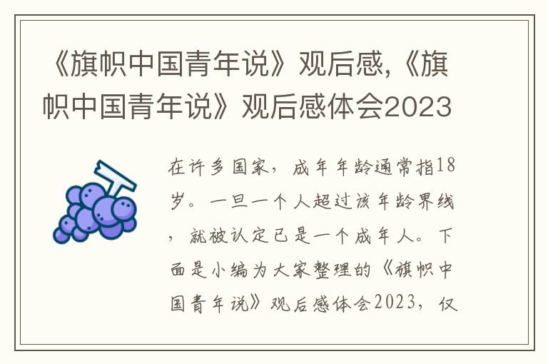 《旗幟中國青年說》觀后感,《旗幟中國青年說》觀后感體會2023