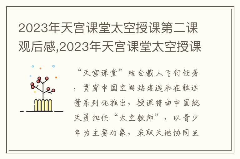 2023年天宮課堂太空授課第二課觀后感,2023年天宮課堂太空授課第二課觀后感10篇