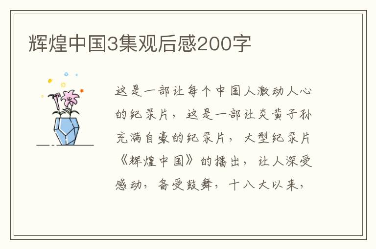 輝煌中國3集觀后感200字