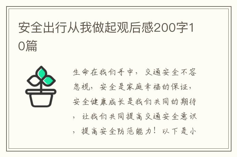 安全出行從我做起觀后感200字10篇