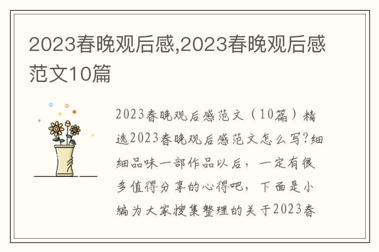 2023春晚觀后感,2023春晚觀后感范文10篇