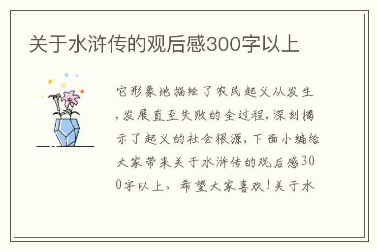 關(guān)于水滸傳的觀后感300字以上