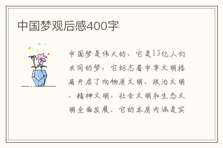 中國夢觀后感400字