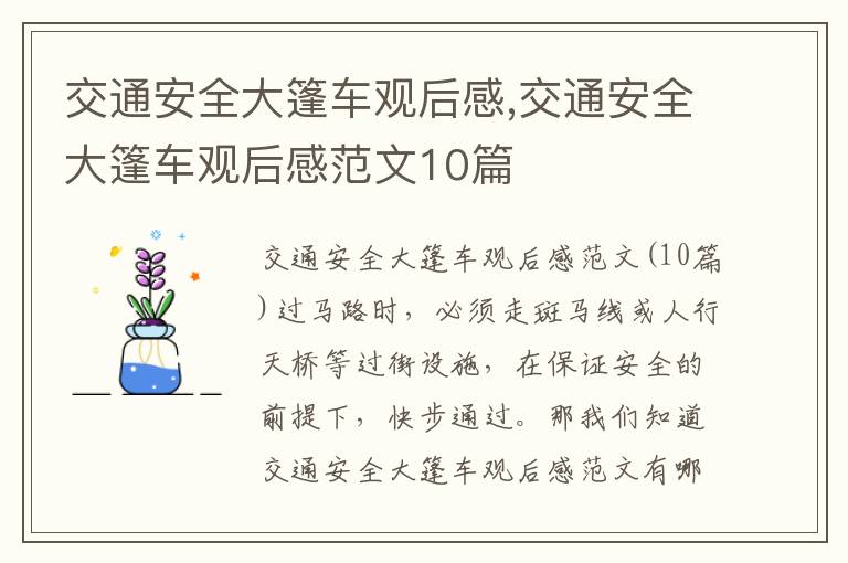 交通安全大篷車觀后感,交通安全大篷車觀后感范文10篇