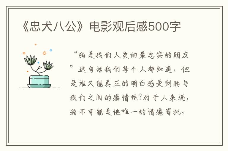 《忠犬八公》電影觀后感500字