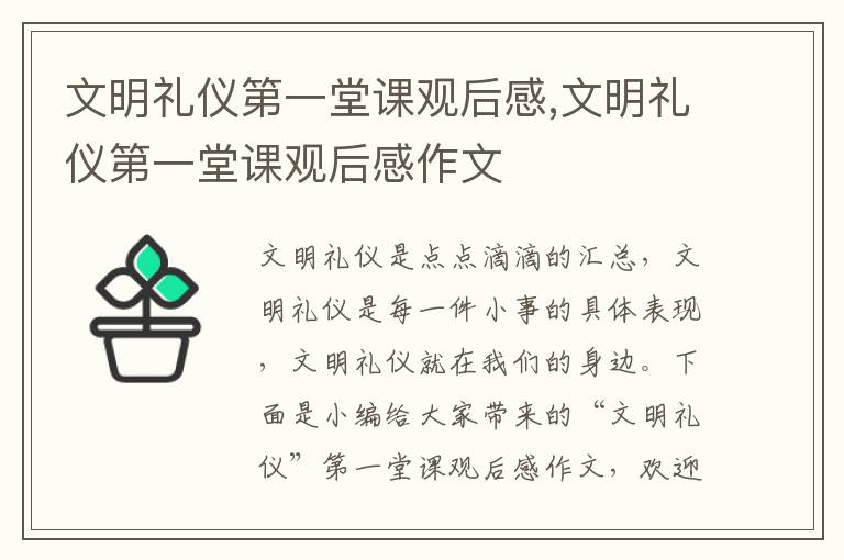 文明禮儀第一堂課觀后感,文明禮儀第一堂課觀后感作文