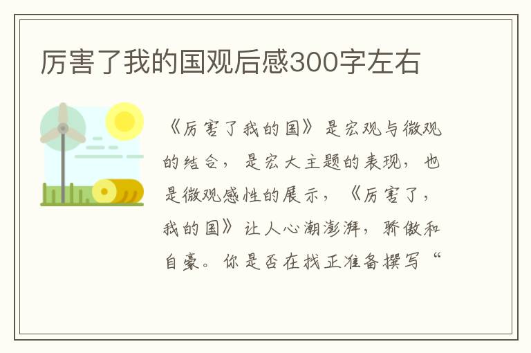 厲害了我的國觀后感300字左右