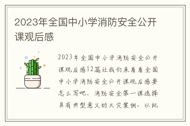 2023年全國中小學消防安全公開課觀后感