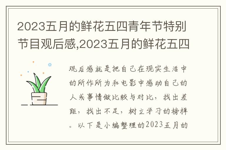 2023五月的鮮花五四青年節(jié)特別節(jié)目觀后感,2023五月的鮮花五四青年節(jié)特別節(jié)目觀后感想