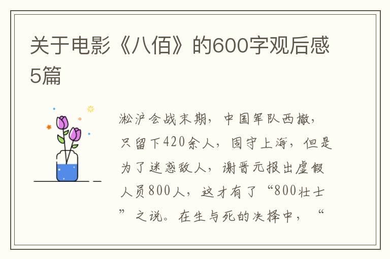 關(guān)于電影《八佰》的600字觀后感5篇