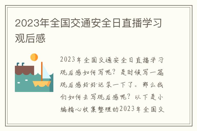 2023年全國交通安全日直播學習觀后感