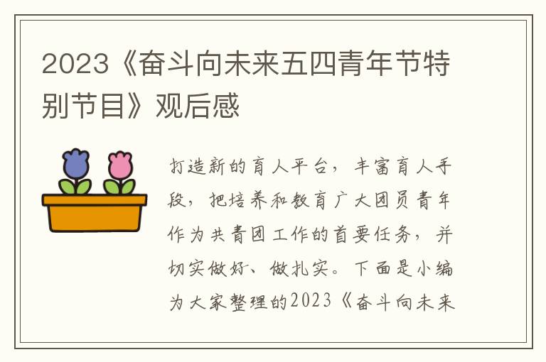 2023《奮斗向未來五四青年節(jié)特別節(jié)目》觀后感