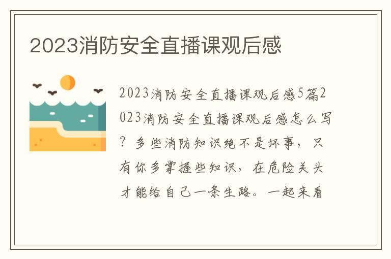 2023消防安全直播課觀后感