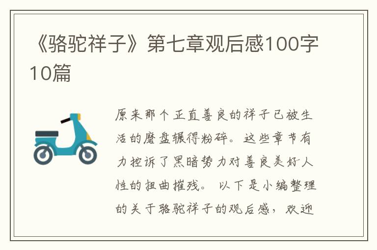 《駱駝祥子》第七章觀后感100字10篇