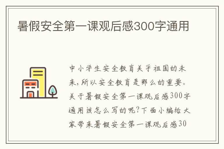 暑假安全第一課觀后感300字通用