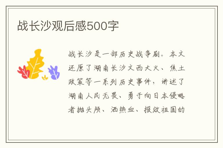 戰長沙觀后感500字