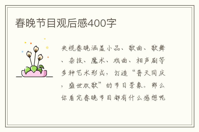 春晚節(jié)目觀后感400字