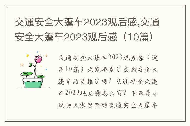 交通安全大篷車2023觀后感,交通安全大篷車2023觀后感（10篇）