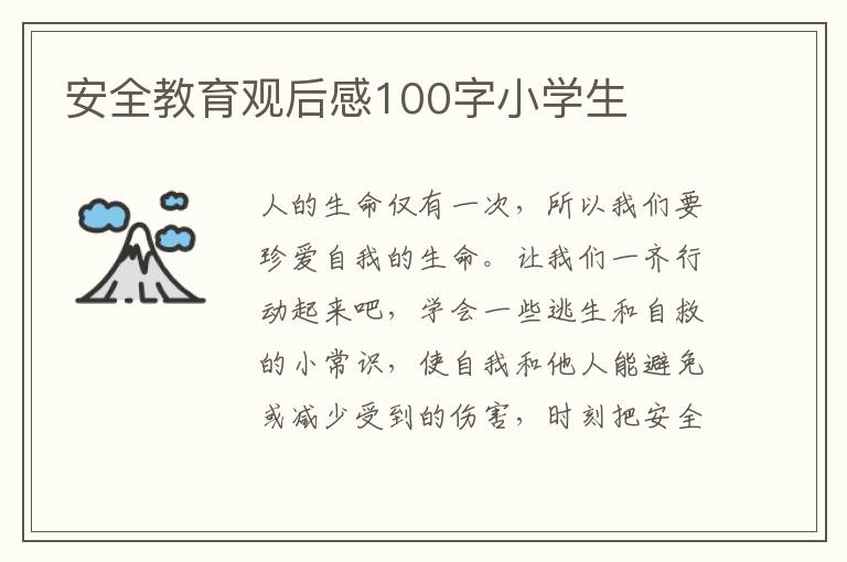 安全教育觀后感100字小學(xué)生